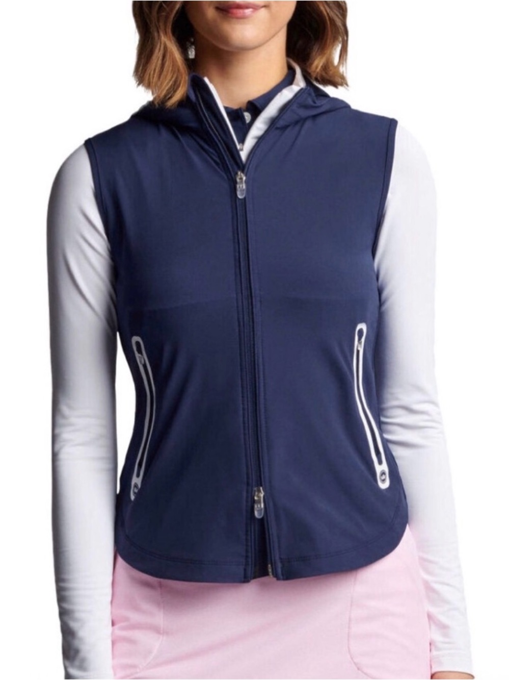 NWT Peter Millar Navy Jameson Flex Adapt Full Zip Hooded Vest